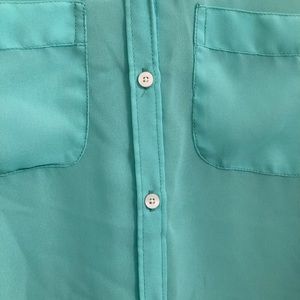 Mint See-through lightweight button up tank top